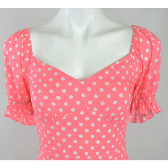Pink polka dot mini dress - Picture 2 of 8